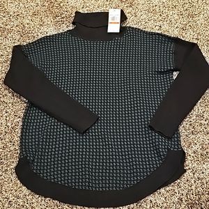NWT Emerald green houndstooth turtleneck sweater